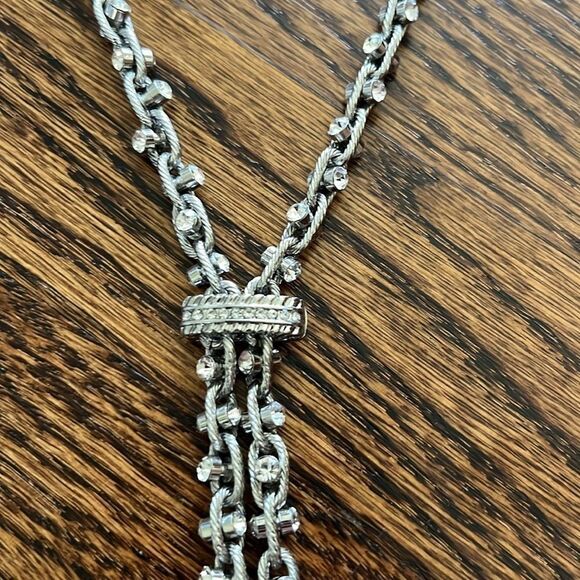 Chicos Silvertone Sparkle Y-Necklace - Picture 7 of 8